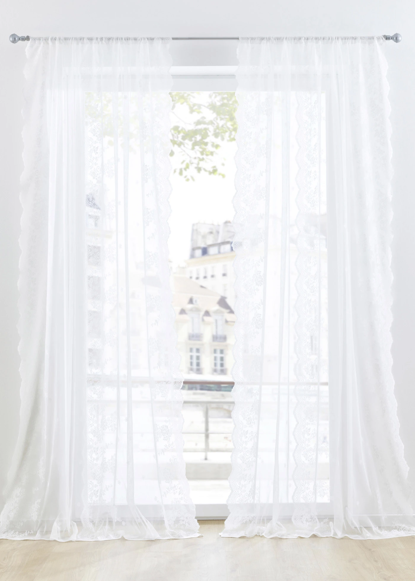 Záclona s květinovou výšivkou (1 ks v balení) • bílá • bonprix obchod