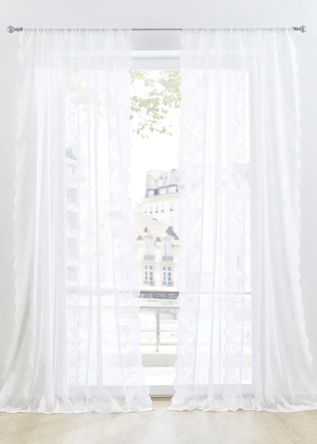 Voilage jacquard (1 pce), Couleur: blanc