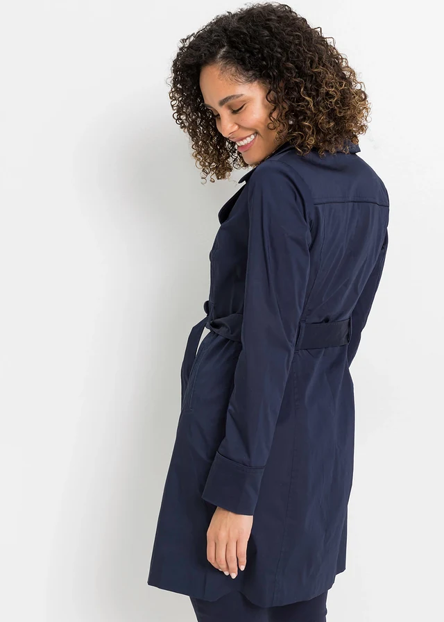Trenchcoat van katoen, Kleur: donkerblauw