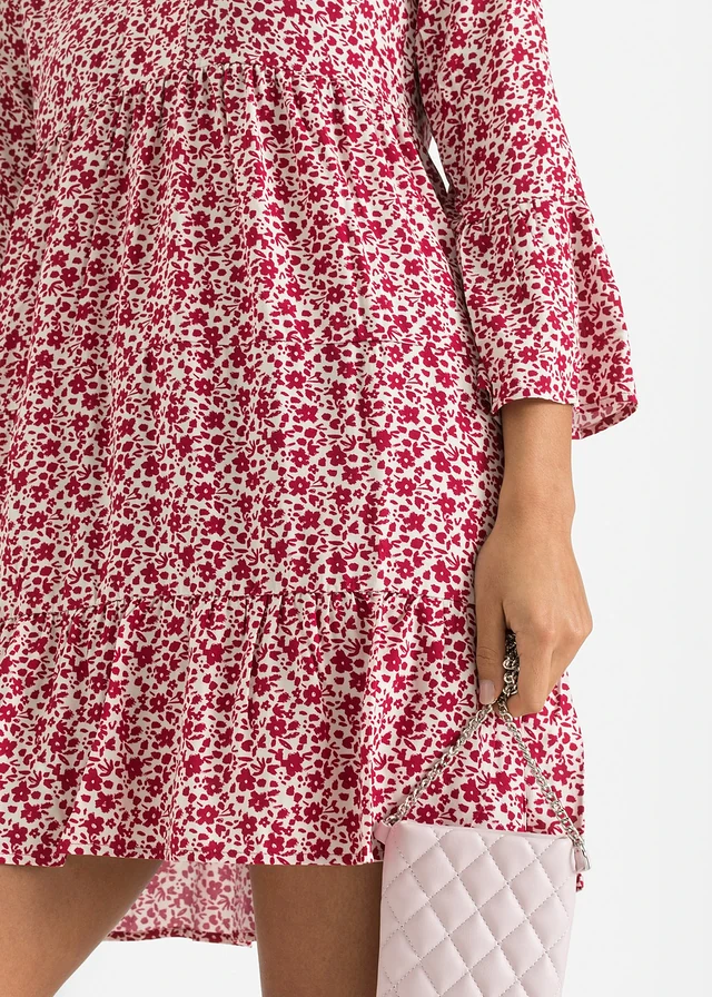 Robe courte à volants en viscose • blanc-rouge foncé à fleurs • product-page.page-title-suffix