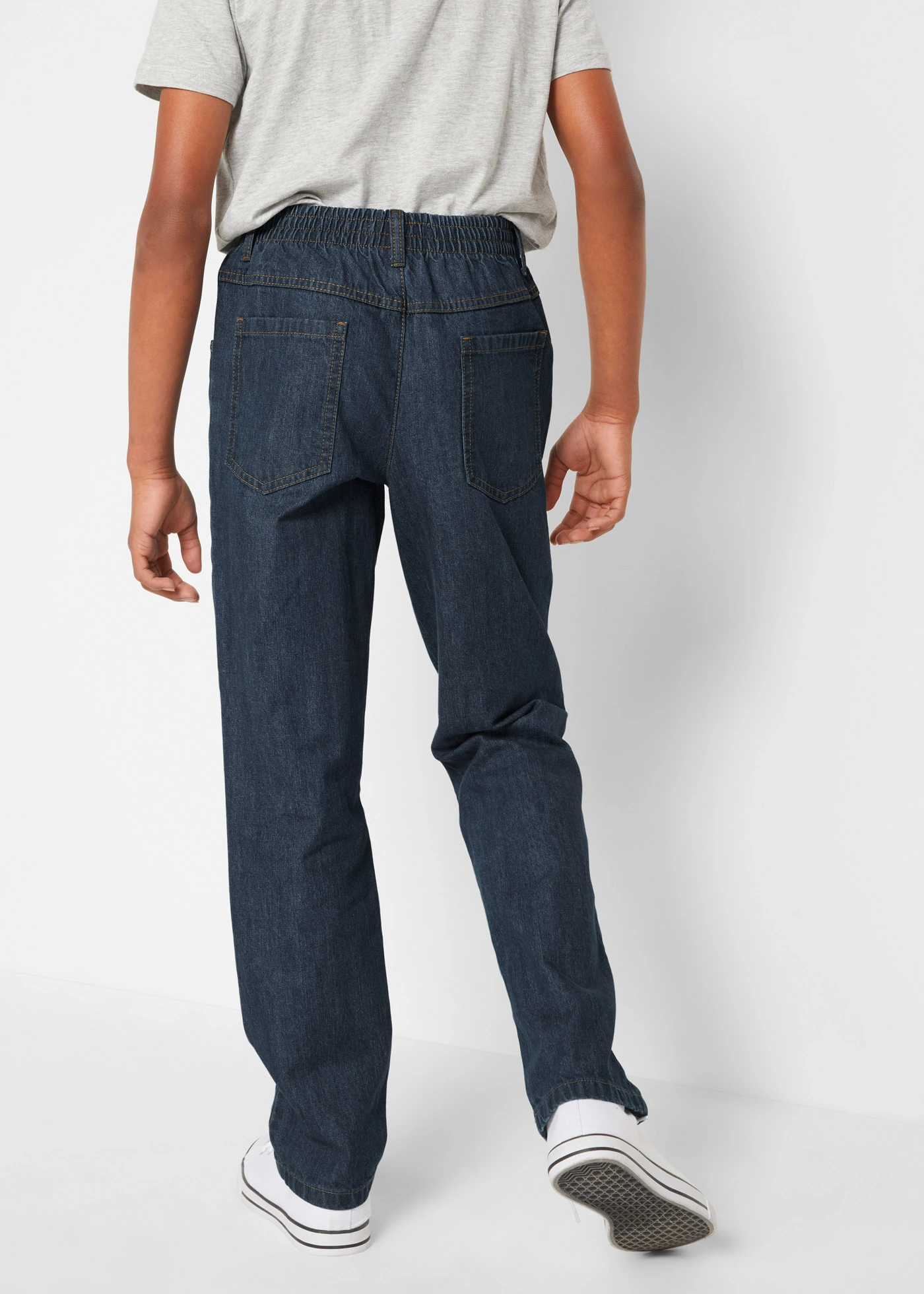 Nohavice bez zapínania z čistej bavlny, Regular Fit (3 ks), rovné • čierna denim + tmavomodrá denim + sivohnedá • obchod bonprix