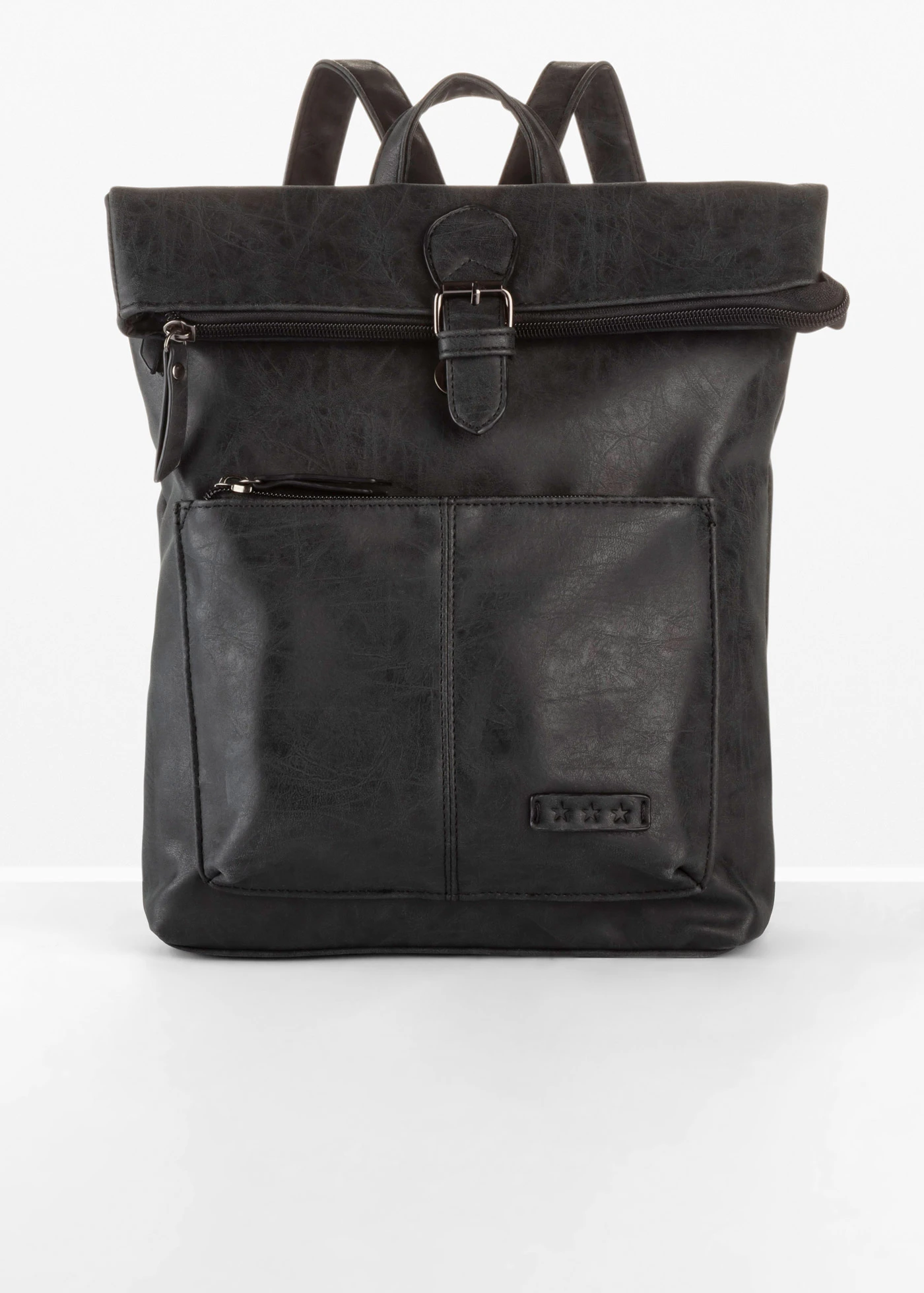 Rugzak met vak aan de buitekant en gesp detail • zwart • bonprix online shop