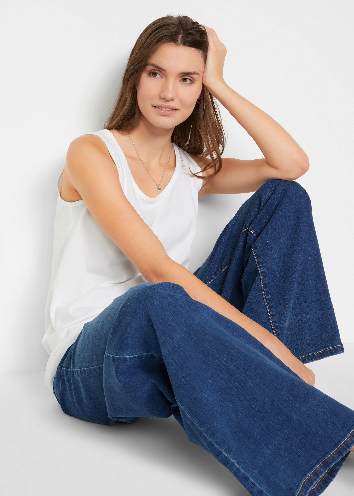 Hosszú top tiszta pamutból (5 db-os csomag) • kristály rózsaszín+pasztell kékeszöld+matt vízkék+orgonalila+fehér • bonprix áruház