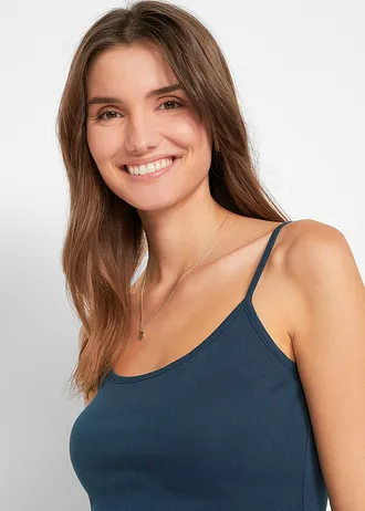 Top na cienkich ramiączkach (3 szt.) • czerwony jeżynowy+antracytowy+ciemnoniebieski • sklep bonprix