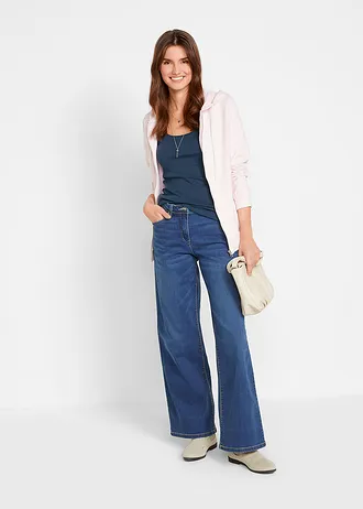 Top s úzkými ramínky, z čisté bavlny (3 ks v balení) • bobulově červená + antracitová + tmavě modrá • bonprix obchod