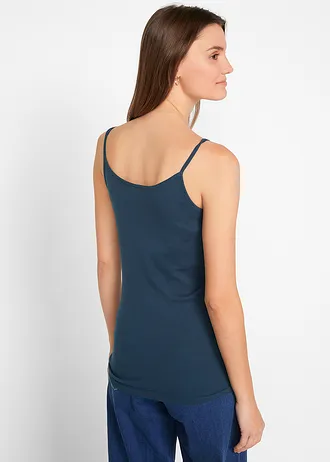 Top met spaghettibandjes van puur katoen (set van 3), Kleur: donkerpink donkerblauw antraciet