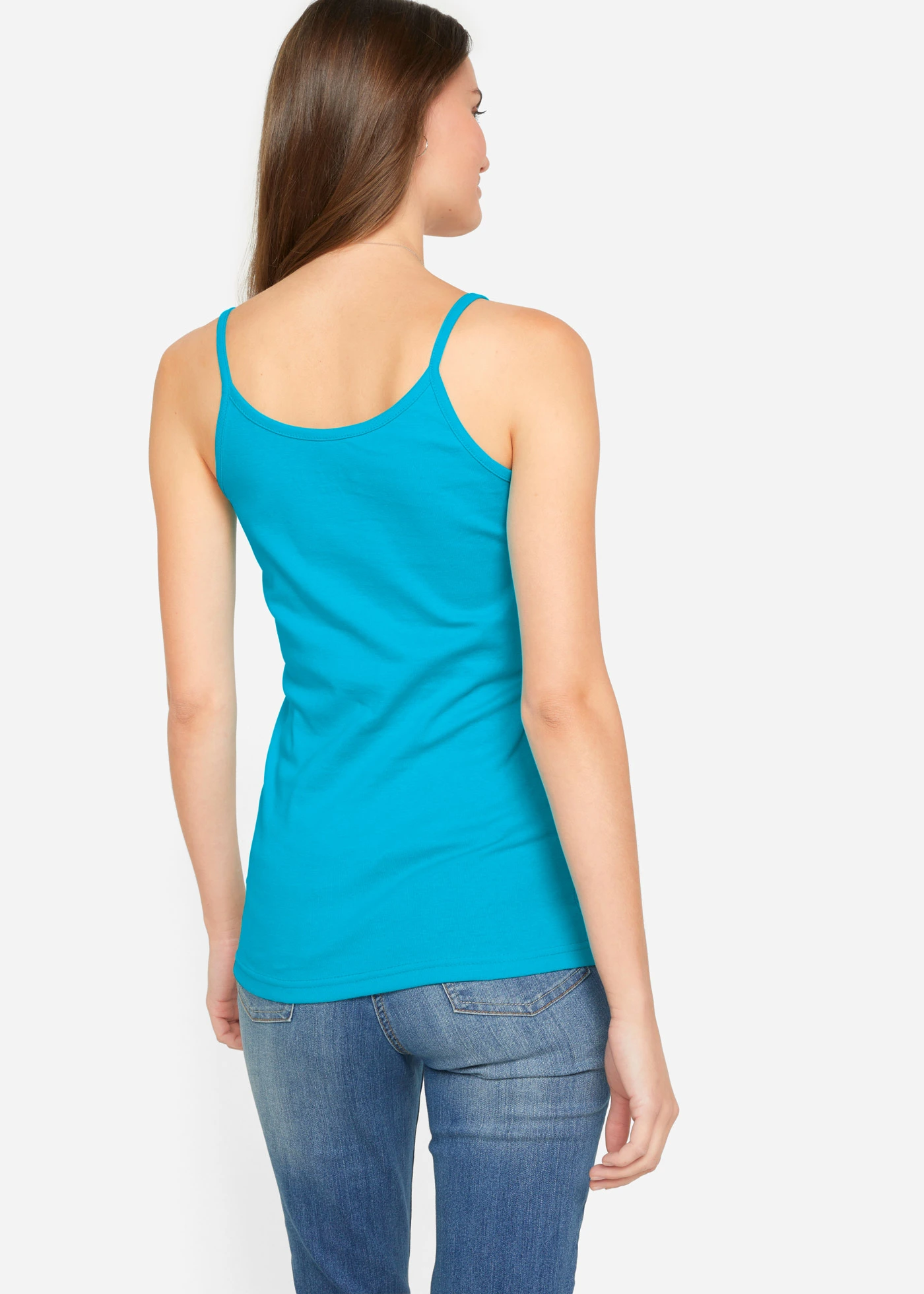 Top met spaghettibandjes (set van 3) • lichtlimoen+donkerpink+caraïbisch blauw • bonprix online shop