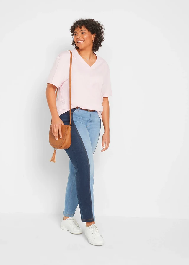Longshirt (set van 5), Kleur: lavendel + rooksalie + kristalroze + zwart + wit