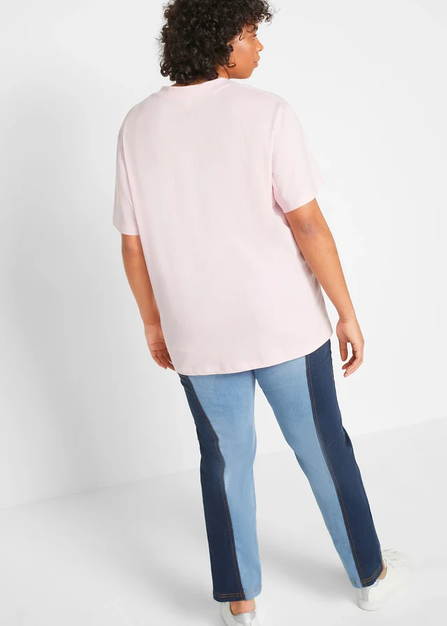 Longshirt (set van 5), Kleur: lavendel + rooksalie + kristalroze + zwart + wit