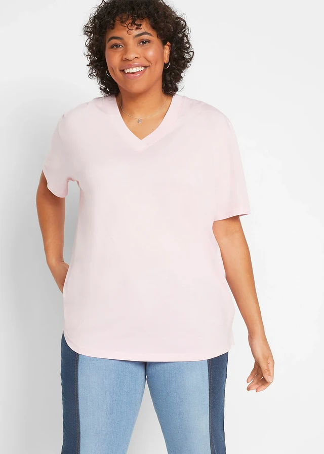 Longshirt (set van 5), Kleur: lavendel + rooksalie + kristalroze + zwart + wit