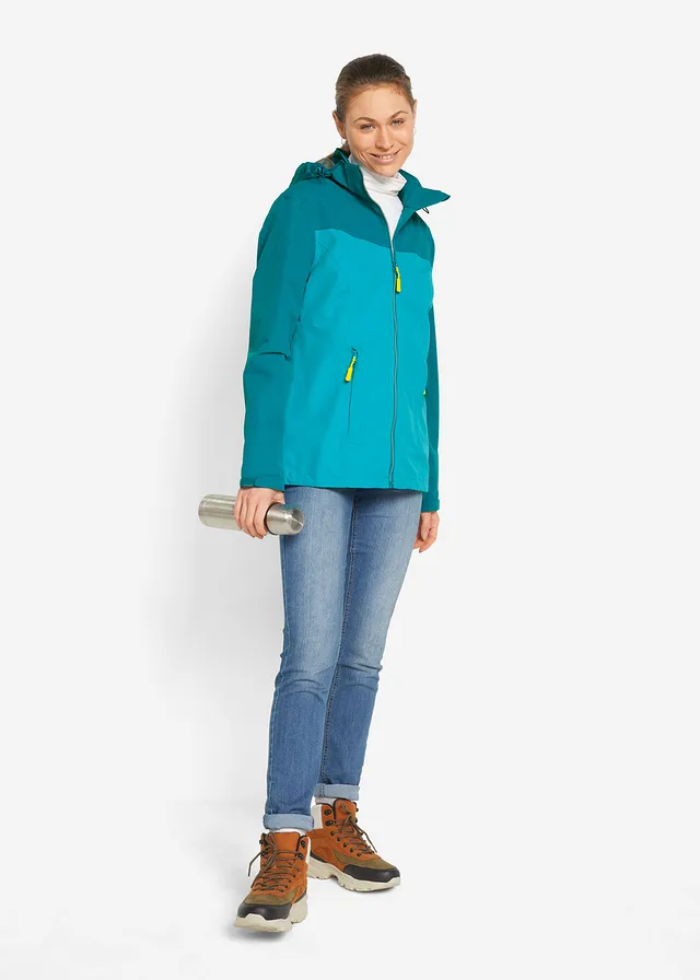 Outdoor jas met capuchon, Kleur: zeeturkoois