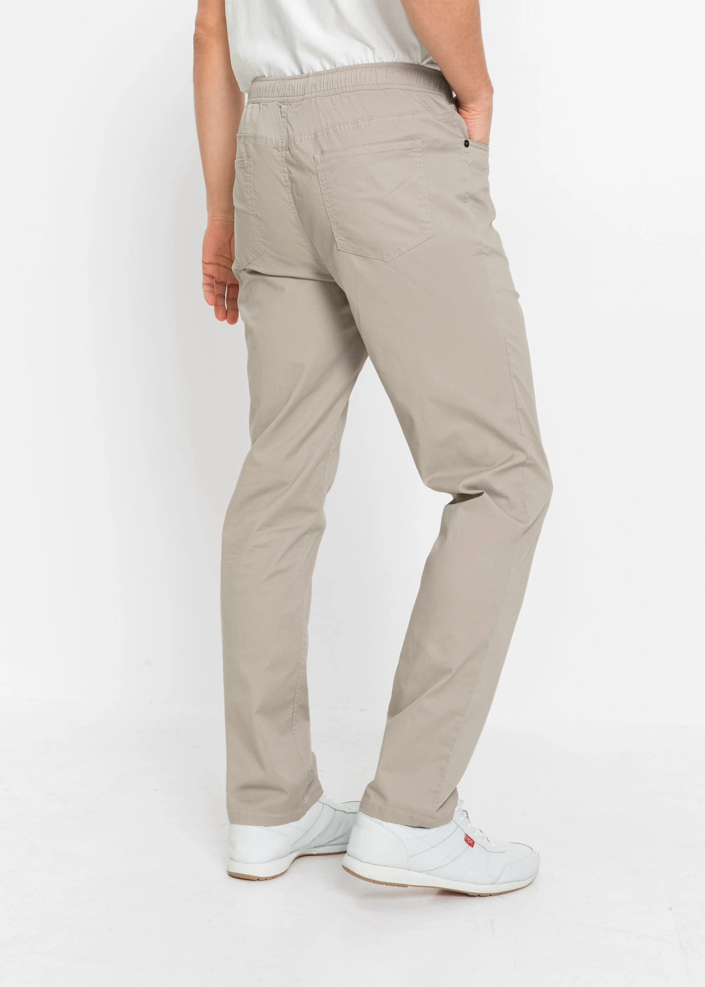 Pantaloni cu elastic și șiret Regular Fit Stretch, Straight • bej-piatră • magazin bonprix