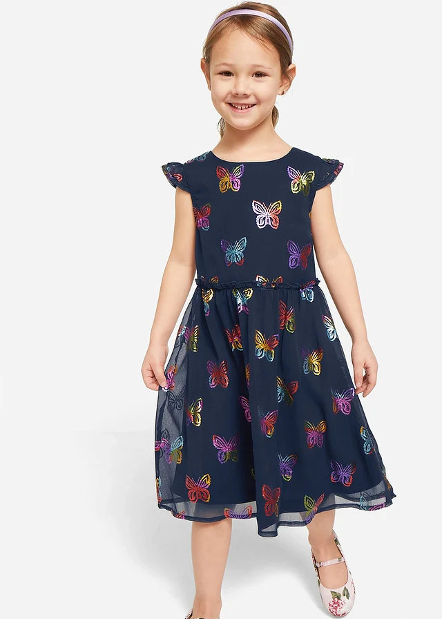 Chiffon jurk in A-lijn • donkerblauw • product-page.page-title-suffix
