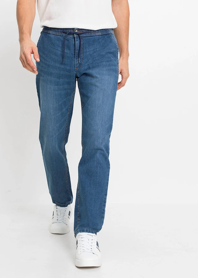 Lichte regular fit instapbroek met comfortband, straight • blauw denim • product-page.page-title-suffix
