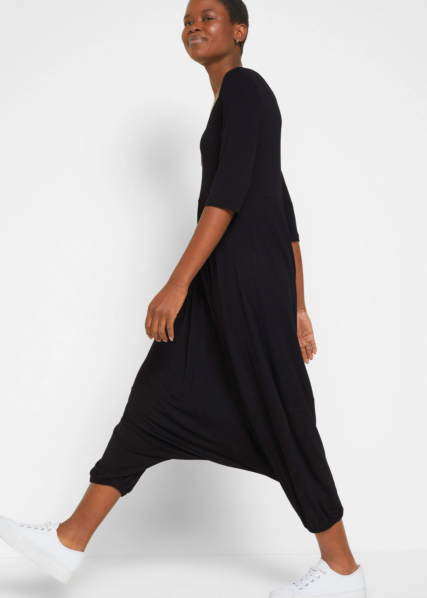 Combinaison fluide en jersey viscose extensible • noir • Boutique bonprix