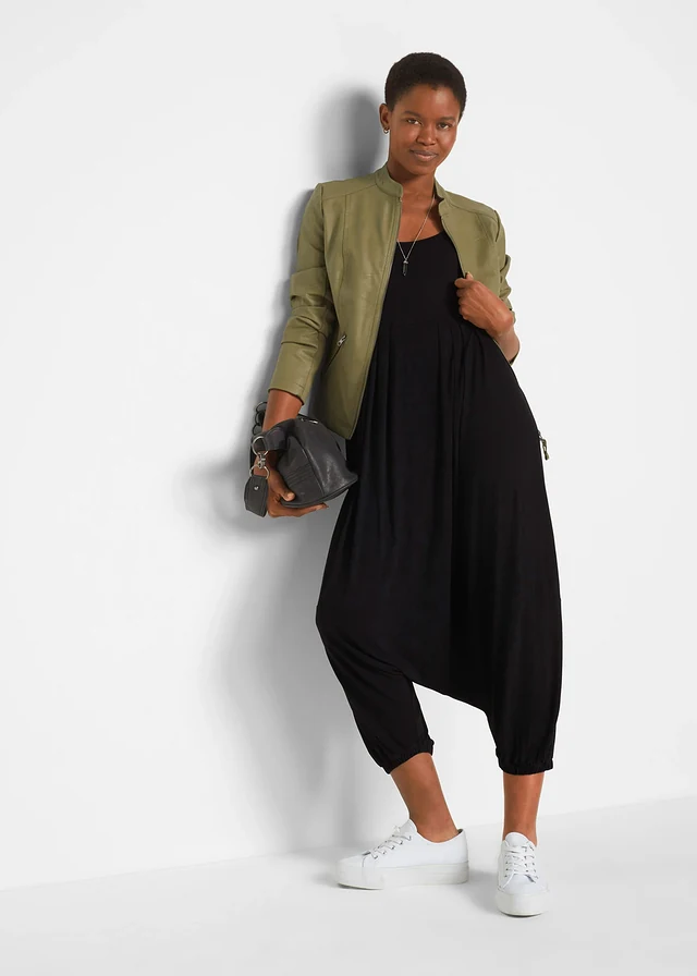 Combinaison fluide en jersey viscose, Couleur: noir