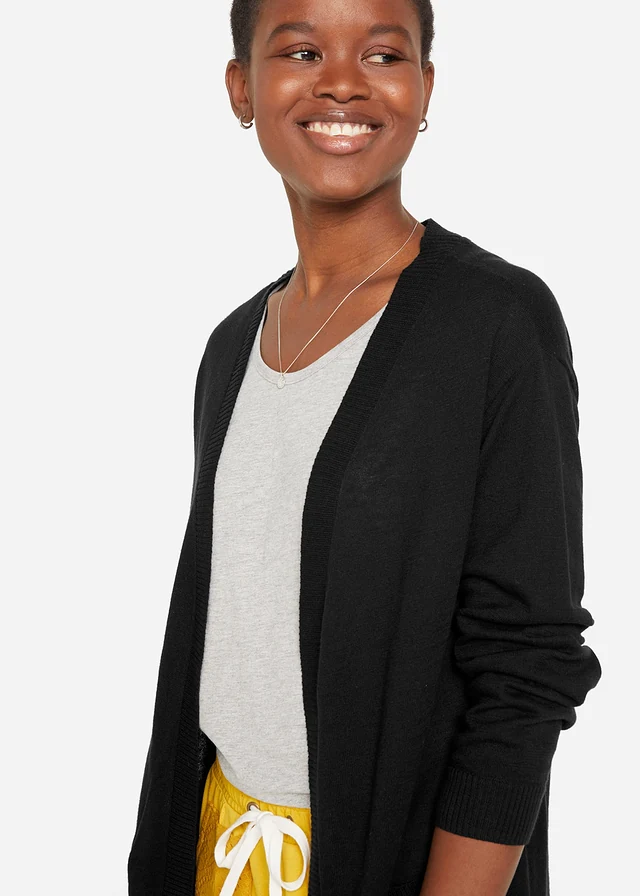 Fijn gebreid vest van katoen, Kleur: zwart