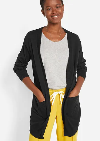 Fijn gebreid vest van katoen • zwart • bonprix online shop