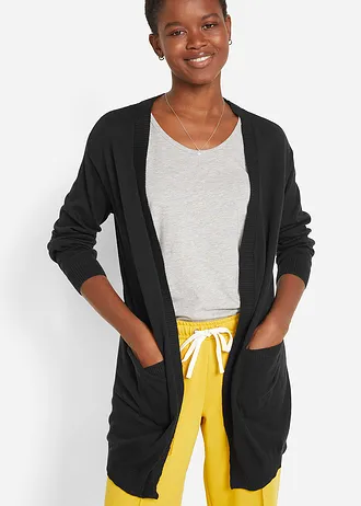 Gilet en fine maille de coton • noir • Boutique bonprix