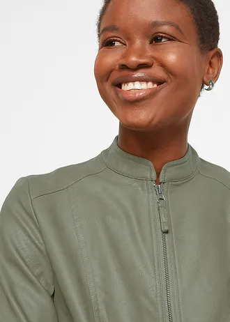 Imitatieleren jas van pure viscose • olijfgroen • bonprix online shop
