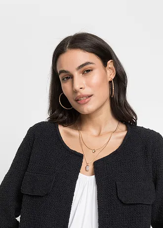 Jachetă tricotată din bouclé • negru • magazin bonprix