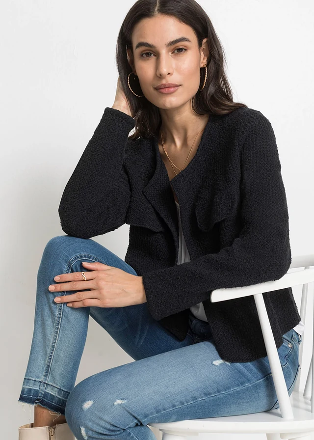 Bouclé vest • zwart • product-page.page-title-suffix