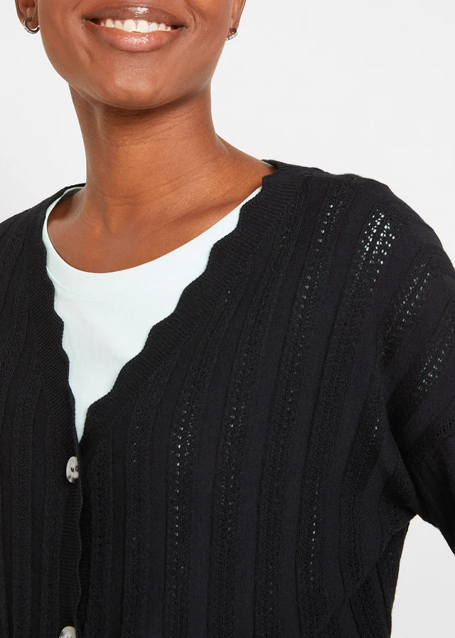 Gilet court en maille ajourée • noir • product-page.page-title-suffix