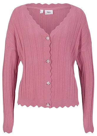 Gilet court en maille ajourée • gris galet • Boutique bonprix