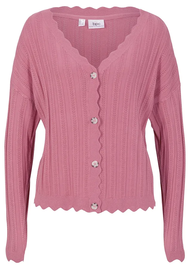 Gilet court en maille ajourée • gris galet • Boutique bonprix