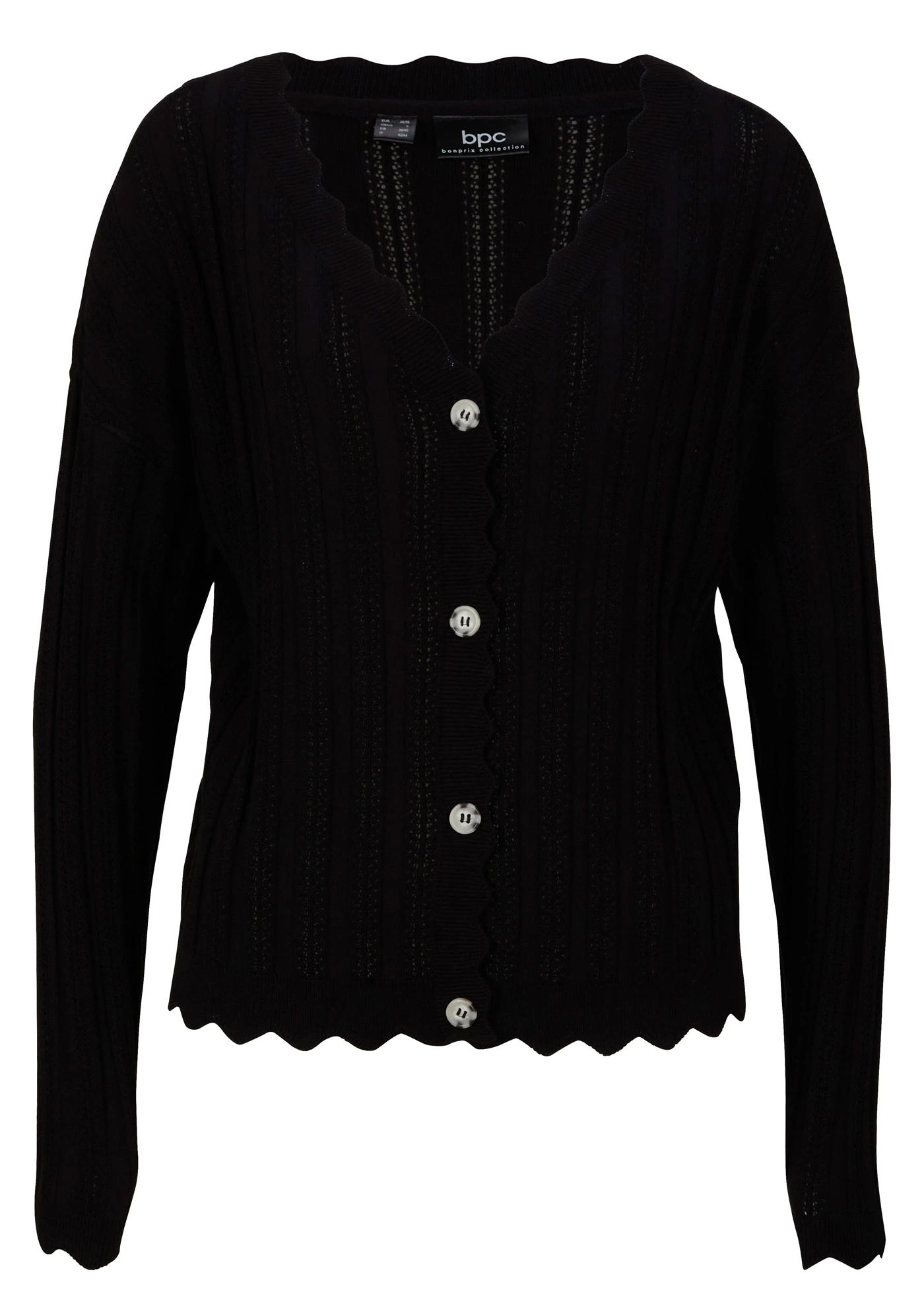 Jachetă scurtă, tricotată cu model ajurat • negru • magazin bonprix