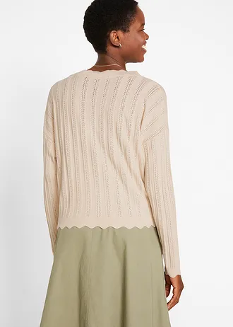 Gilet court en maille ajourée • gris galet • Boutique bonprix