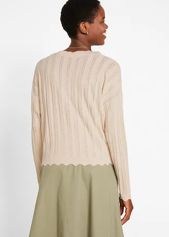 Rövid, kötött azsúr kardigán, szín: kavicsszürke