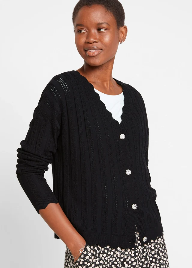 Gilet court en maille ajourée • noir • product-page.page-title-suffix