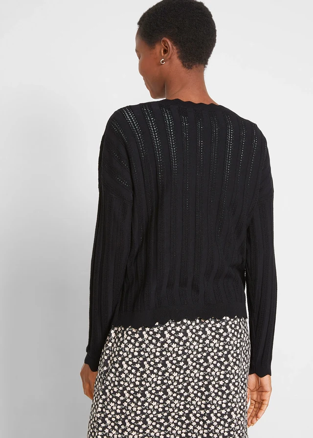 Gilet court en maille ajourée • noir • product-page.page-title-suffix