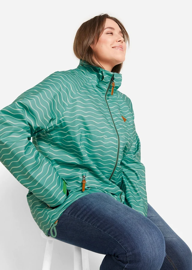 Waterdichte outdoor jas, Kleur: saliegroen grafische print