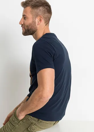 Tričko z čisté organické bavlny, Slim Fit • tmavě modrá • bonprix obchod