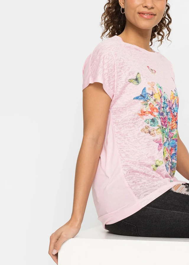 T-shirt à imprimé papillon • rose imprimé • product-page.page-title-suffix
