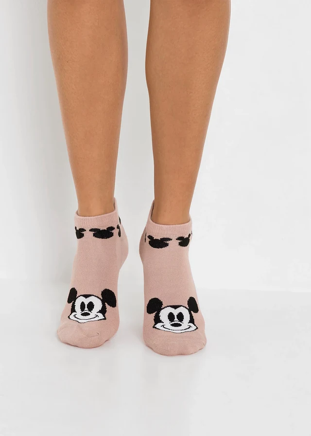 Lot de 3 paires de chaussettes courtes Mickey Mouse, Couleur: gris chiné-noir-blanc