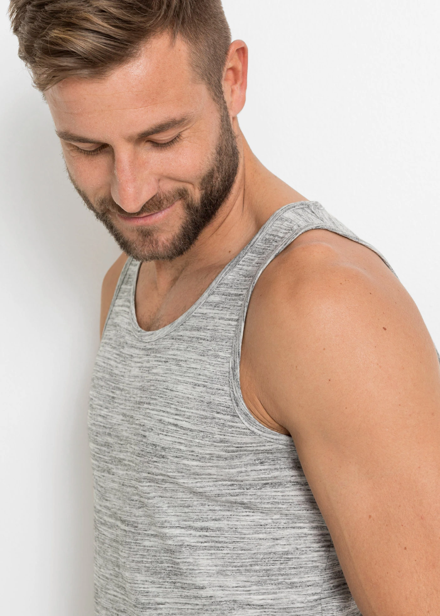 Tanktop (set van 2) • zwart gemêleerd+lichtgrijs gemêleerd • bonprix online shop