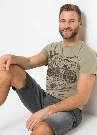 T-shirt van puur katoen • new kaki met print • bonprix online shop