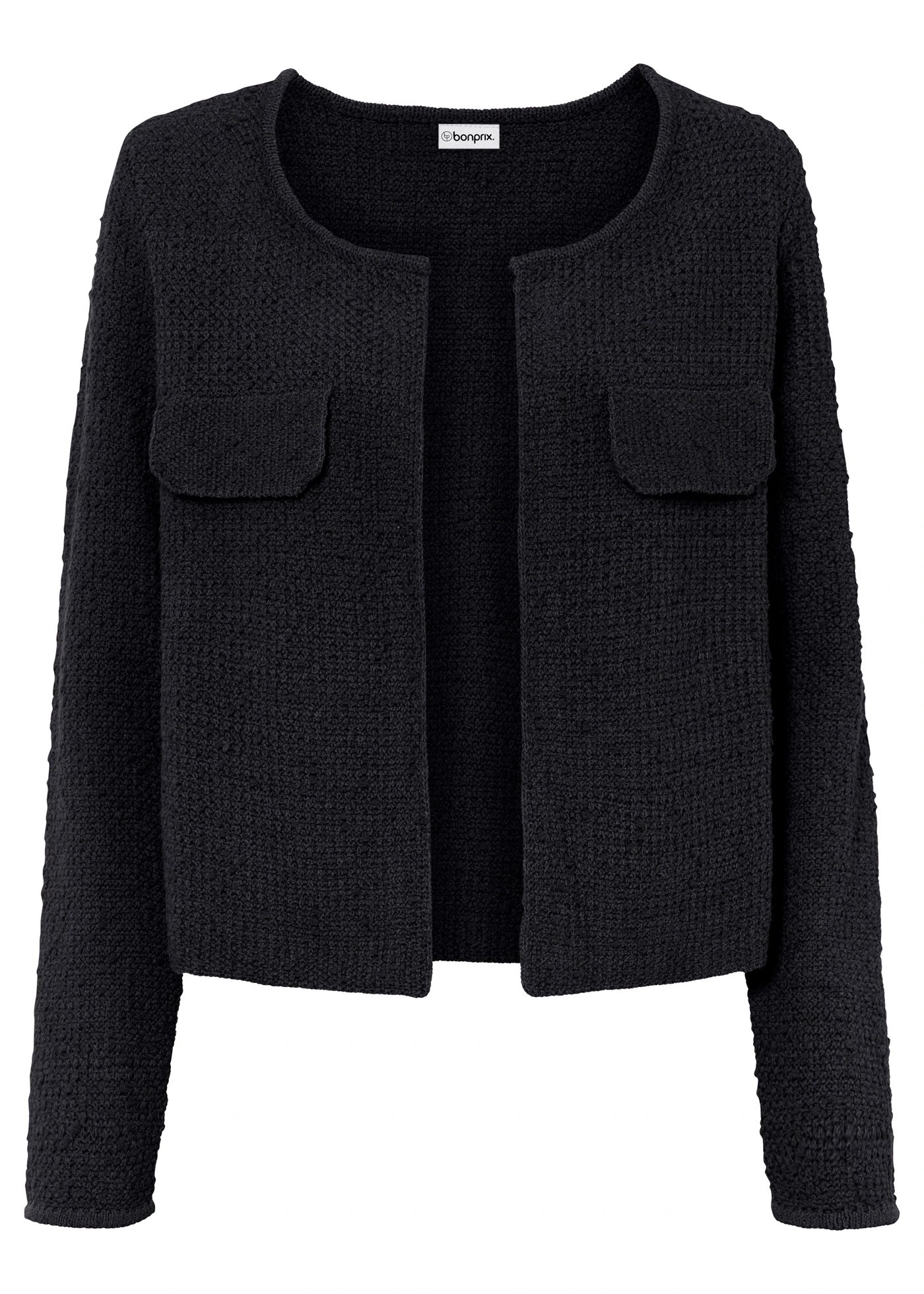 Jachetă tricotată din bouclé • negru • magazin bonprix