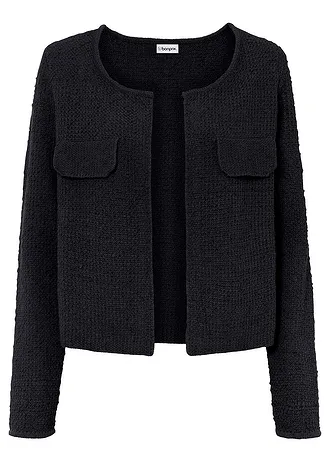 Jachetă tricotată din bouclé • negru • magazin bonprix