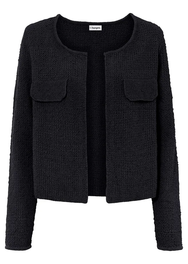 Jachetă tricotată din bouclé • negru • magazin bonprix