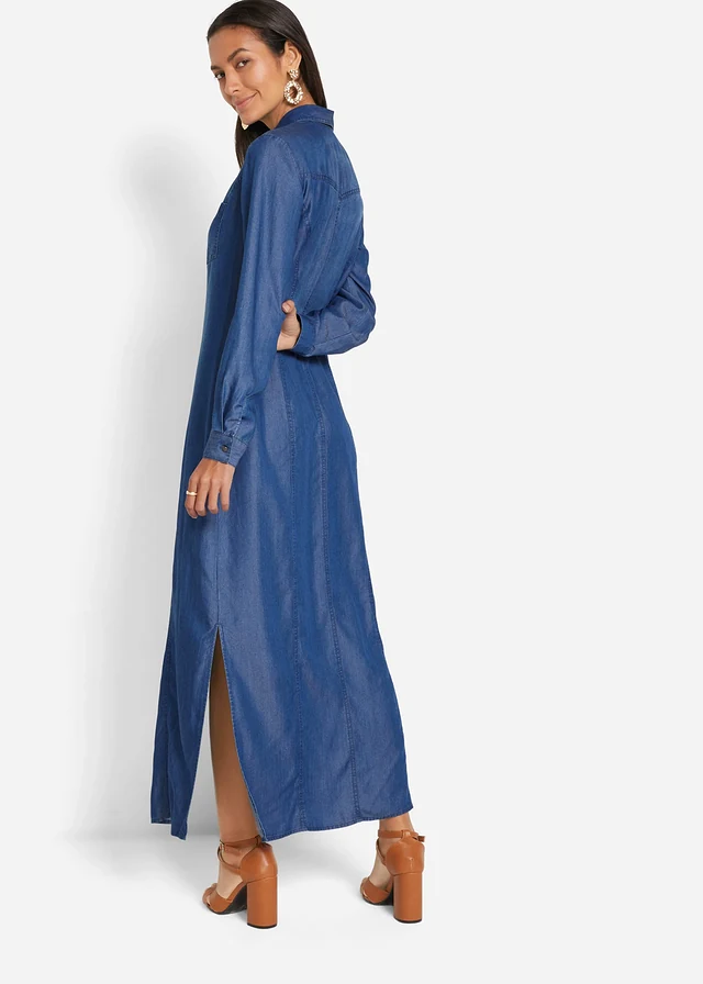 Robe-chemise en TENCEL™ Lyocell, Couleur: bleu stone