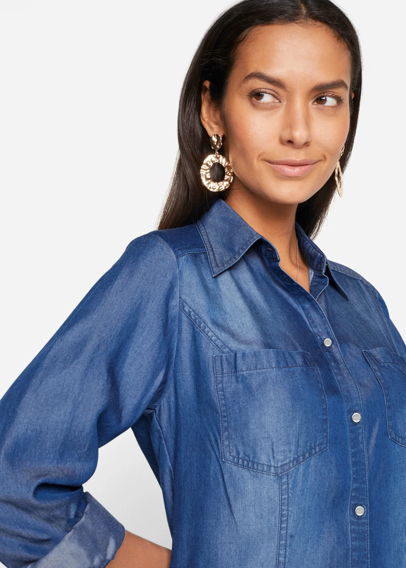 Robe-chemise en TENCEL™ Lyocell • bleu stone • Boutique bonprix