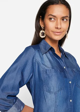 Rochie tip cămaşă din TENCEL™ Lyocell • albastru stone • magazin bonprix