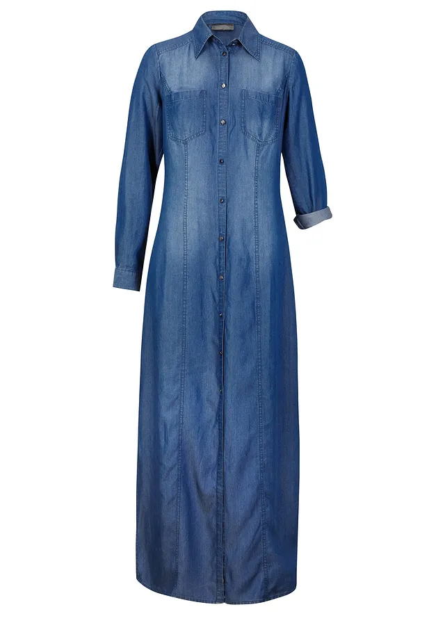 Robe-chemise en TENCEL™ Lyocell, Couleur: bleu stone