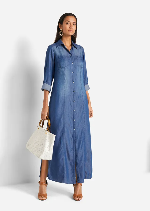 Robe-chemise en TENCEL™ Lyocell, Couleur: bleu stone