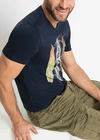 Tričko z čisté organické bavlny, Slim Fit • tmavě modrá • bonprix obchod