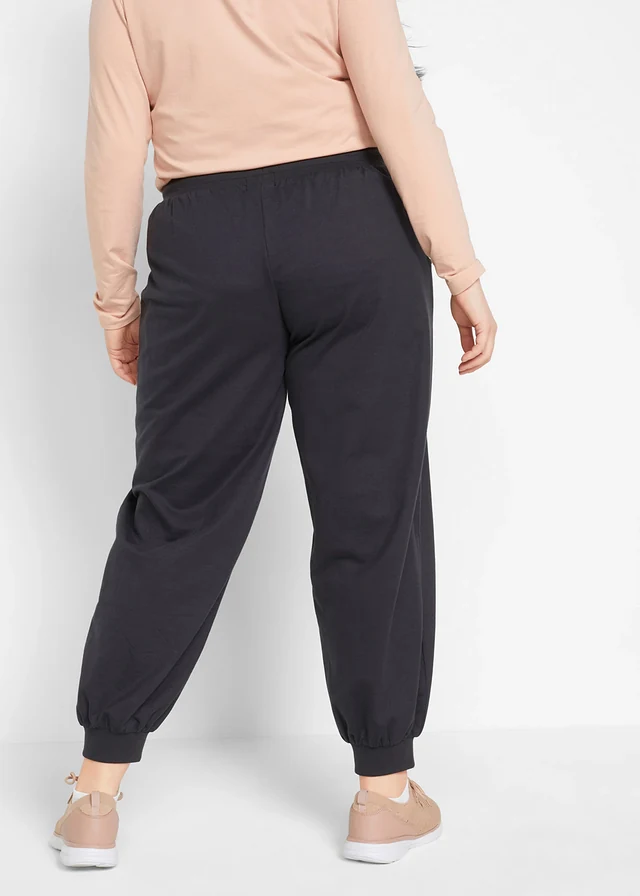 Joggingbroek met elastische tailleband, Kleur: zwart